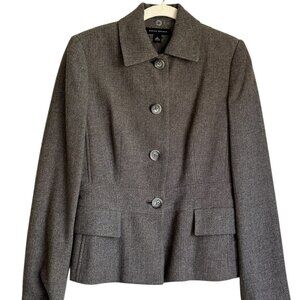 Banana Republic brown/cream herringbone fitted wool jacket Sz 4